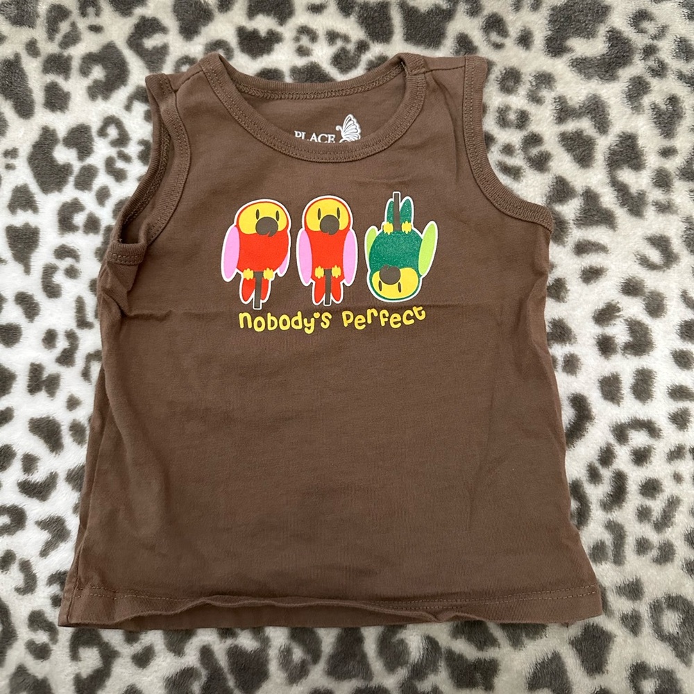 NWOT Children’s Place Parrot Bird Graphic Tank Top in Brown Size 12 months